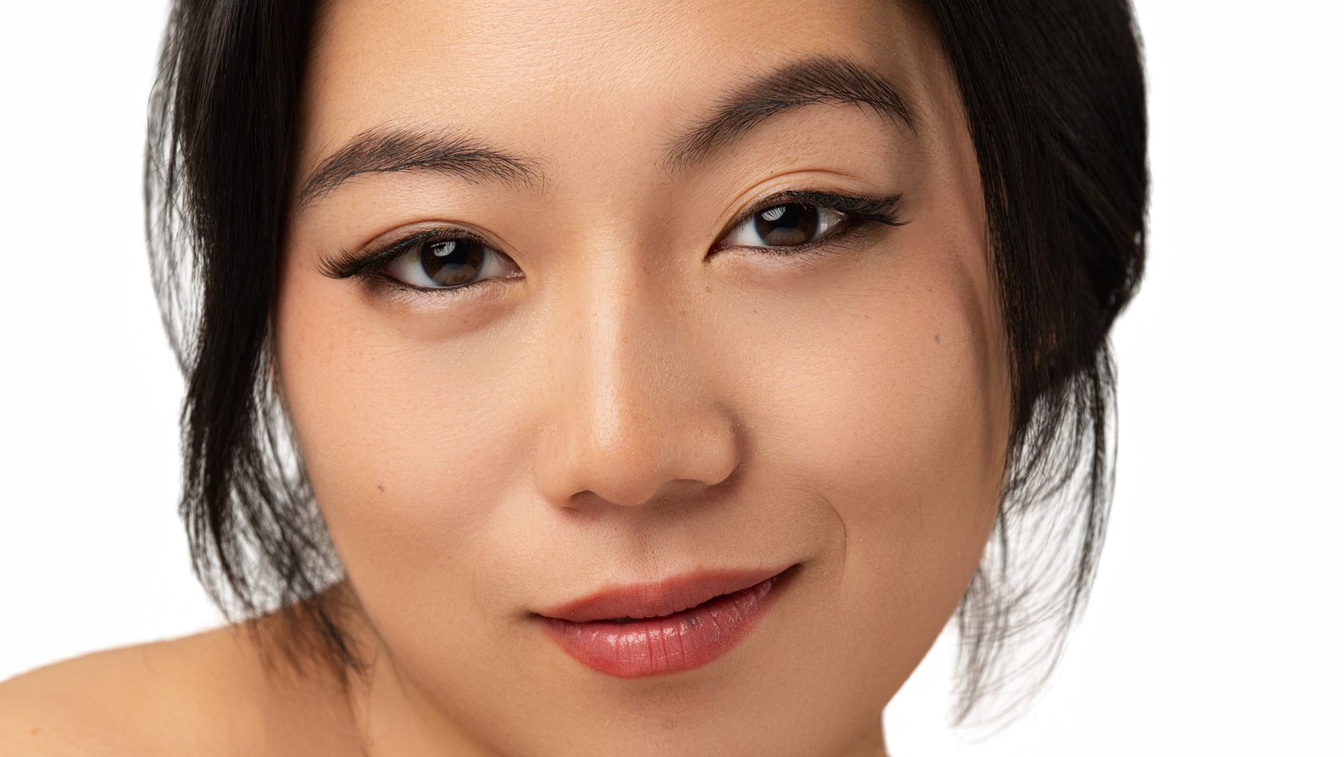 Beauty portrait of Minnie Lee — NYC-based model for skincare, makeup, and luxury beauty campaigns.
