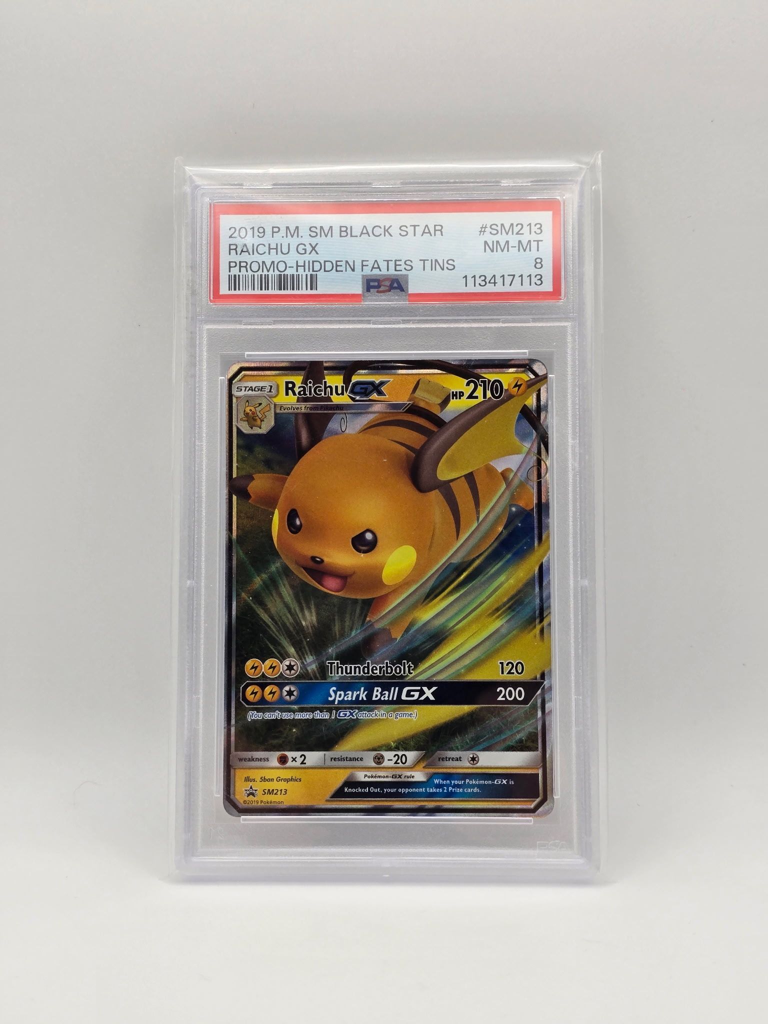 Raichu GX #SM213 Black Star Promo PSA 8