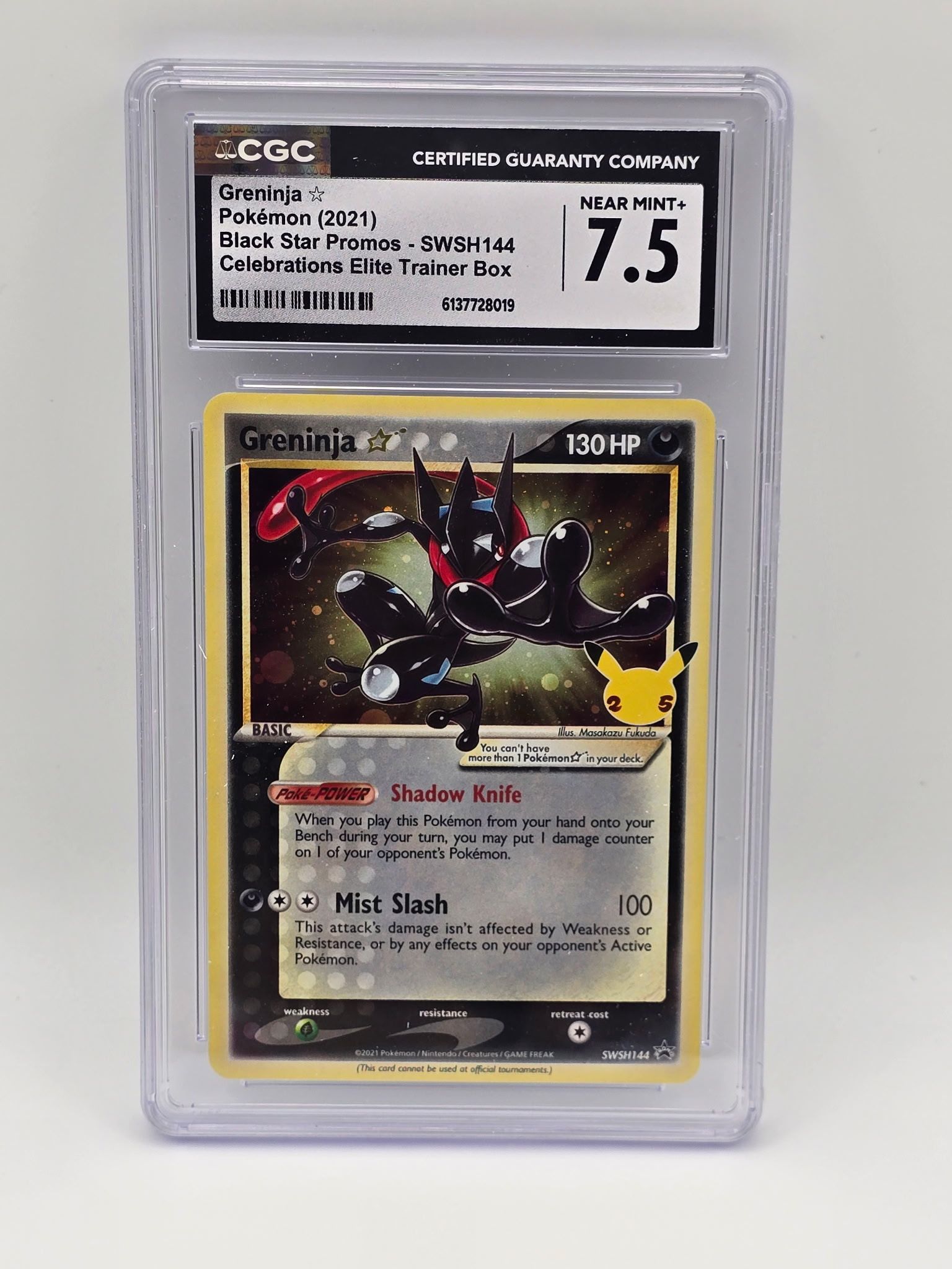Greninja Gold Star 2021 Celebrations Black Star Promo SWSH144  CGC 7.5