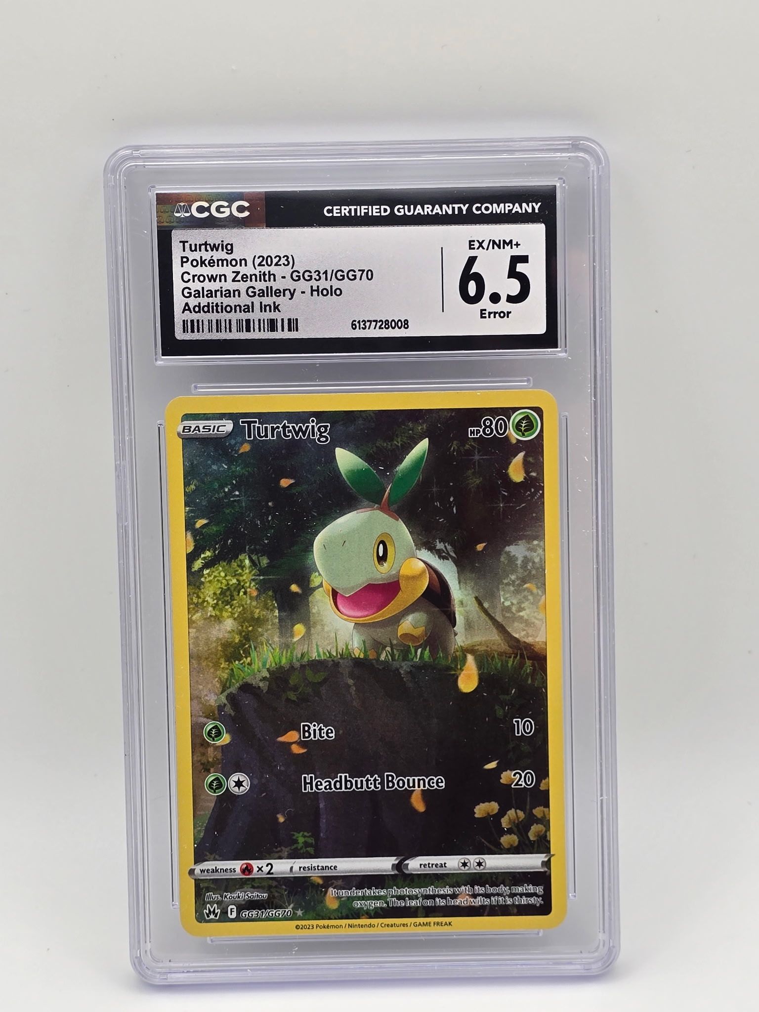 Turtwig GG31/GG70 SWSH: Crown Zenith: Galarian Gallery Holo 2023 Additional Ink Error CGC 6.5