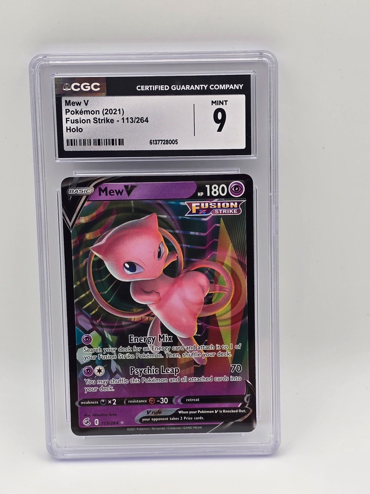 Mew V 113/264 Rare Full Art 2021 Pokemon Fusion Strike CGC 9