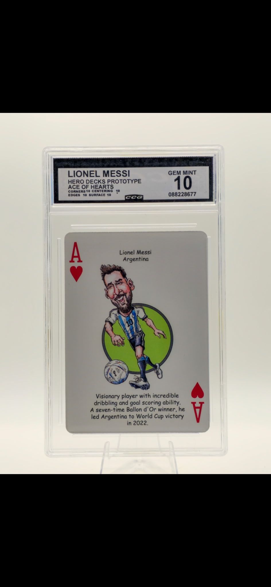 Lionel Messi Hero Deck Prototype Ace of Hearts CCG Gem Mint 10