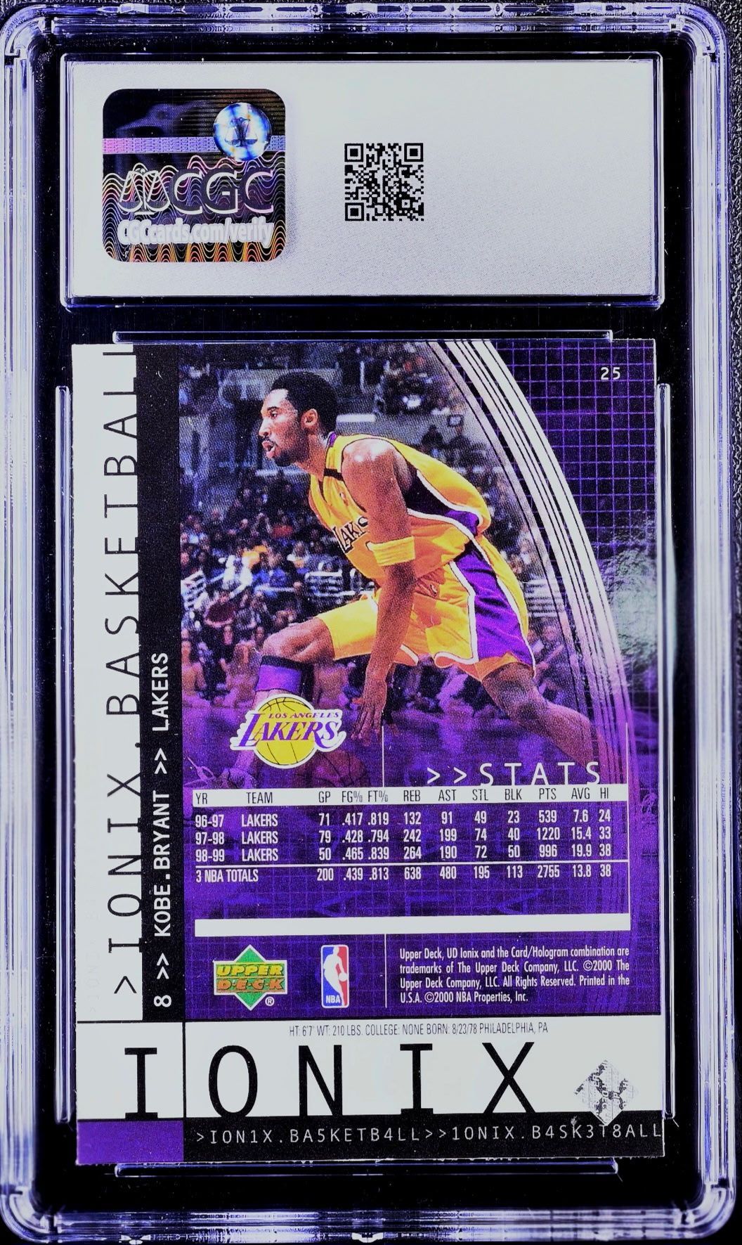 1999-00 Kobe Bryant UD Ionix #25 CGC Mint 9