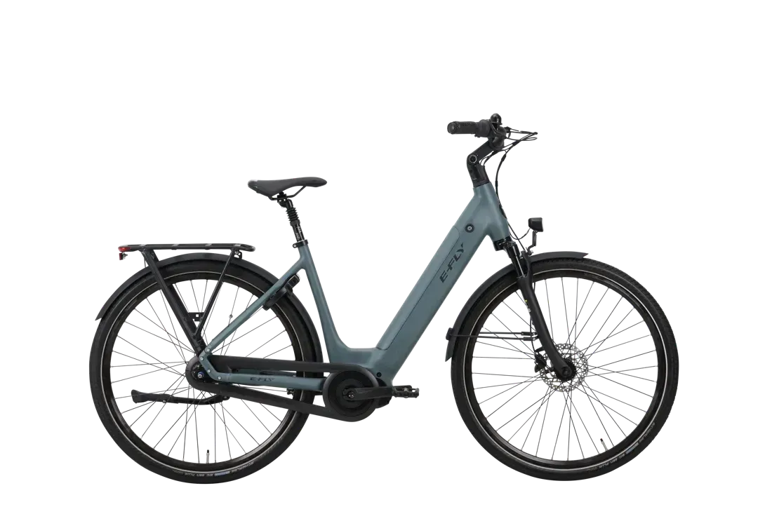 E-Fly Vela elcykel med lav indstigning, bagagebærer og lukket kædekasse