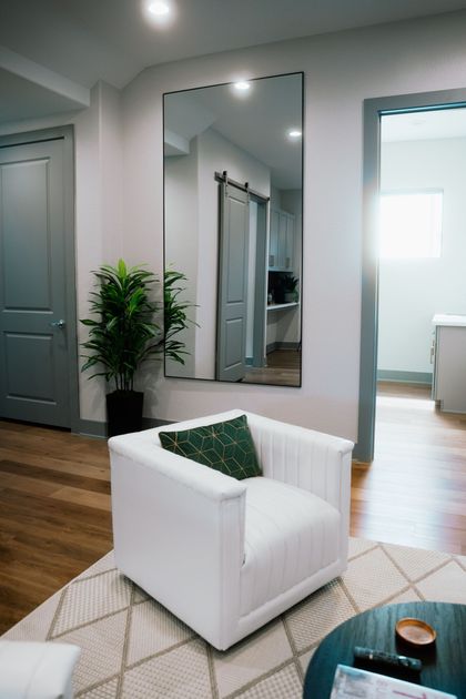 Nail technician workspace in private salon suite