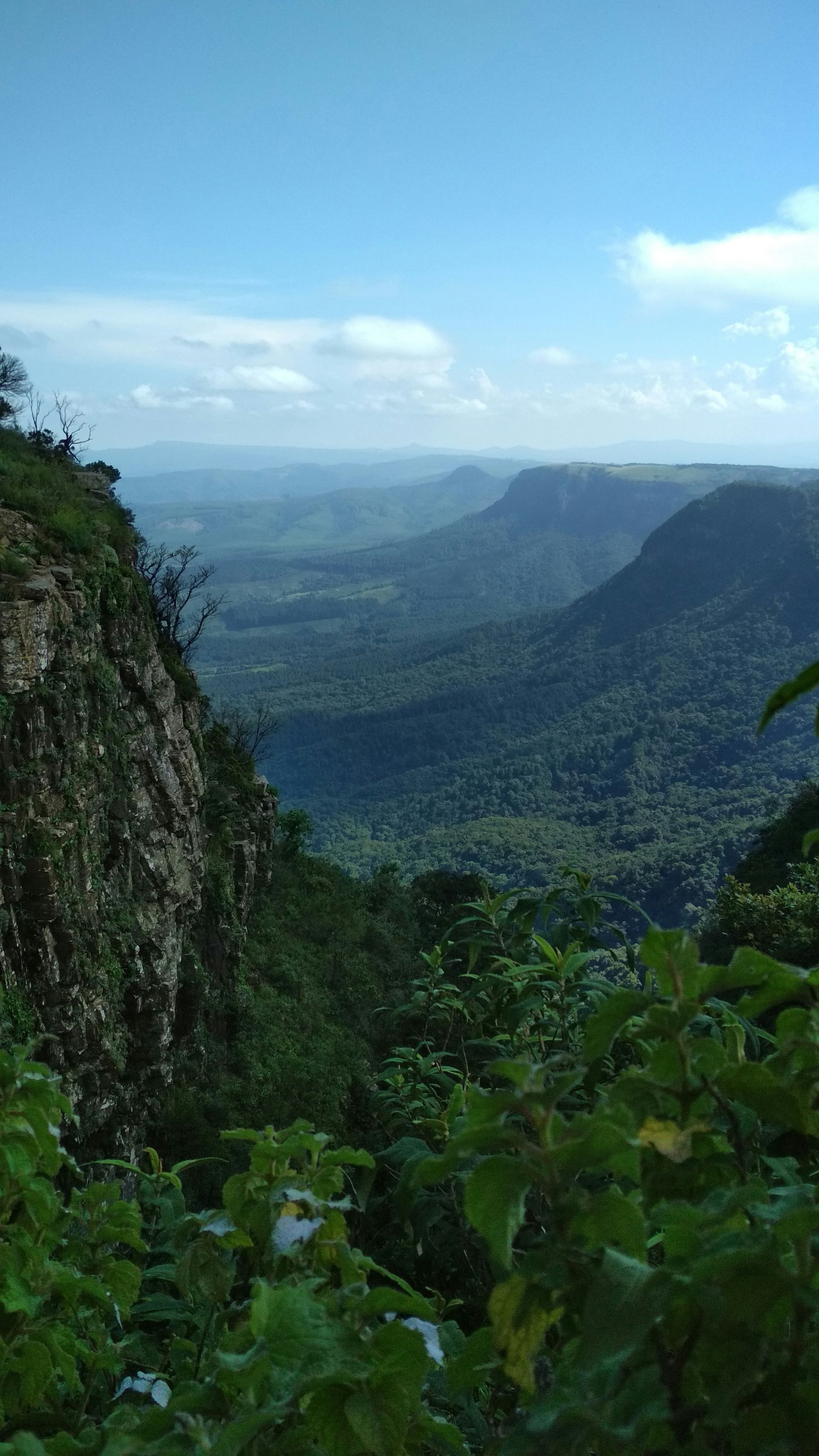 a view of a valley from the top of a mountain .