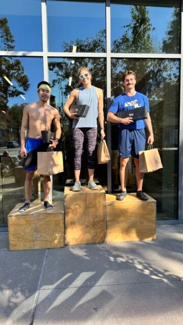 Winners from our  A group of members celebrating their wins at our in-house throw down competition.