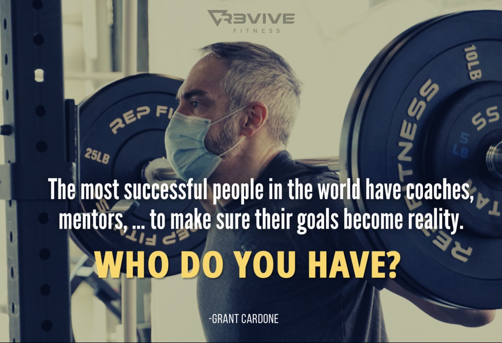 Man in face mask lifting weights, text: 