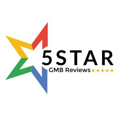 The logo for 5 star gmb reviews is a colorful star.