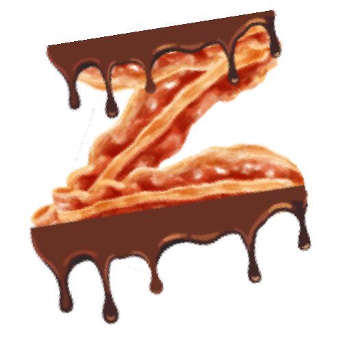 Crispy bacon shaped like the letter Z, covered in dripping chocolate.
