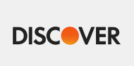 Discover logo with black text and an orange gradient circle.