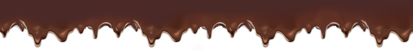 Dark chocolate dripping down, against a white background.
