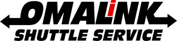 OMALiNK Shuttle Service The Omalink Shuttle Service logo, featuring bold black text with a red dot over the