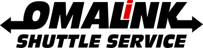 OMALiNK Shuttle Service The Omalink Shuttle Service logo, featuring bold black text with a red dot over the
