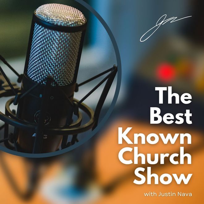 Podcast cover art: microphone with text 