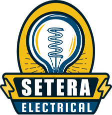 Setera Electrical logo with lightbulb and yellow-blue banner
