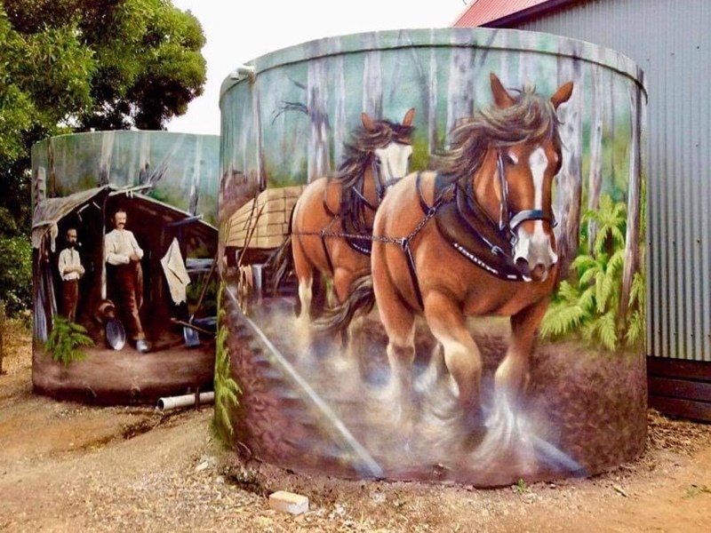 Kinglake West Water Tank Art, Australian Silo Art Trail
