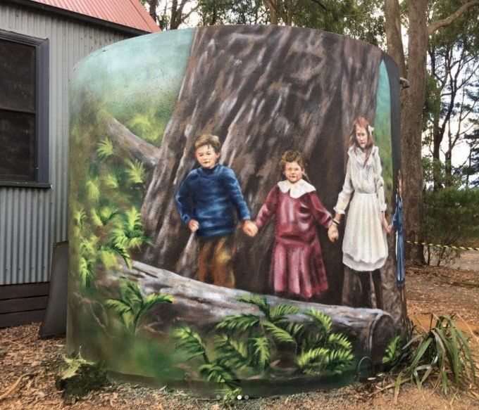 Kinglake West Water Tank Art, Australian Silo Art Trail
