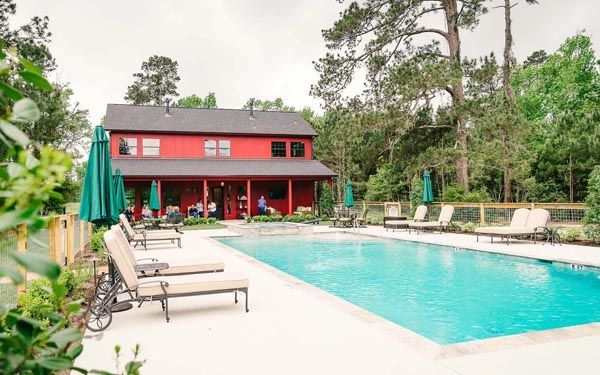 barn and pool