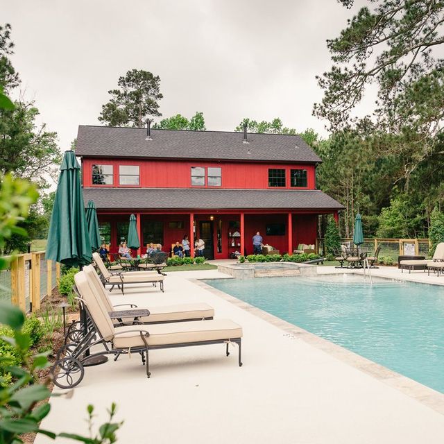 red barn and pool