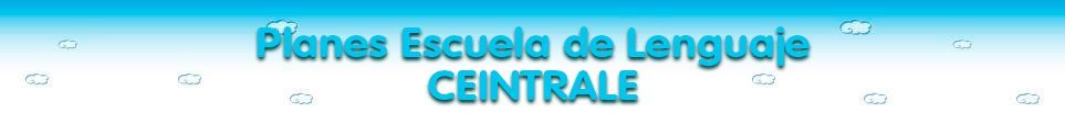 Un fondo azul con las palabras plano escuela de lenguaje central
