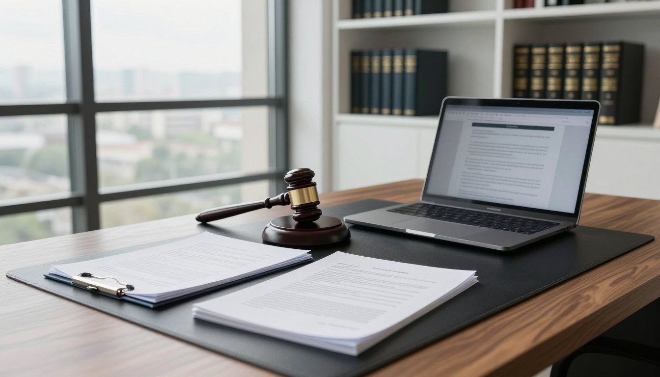 Legal documents and car accident scene representation