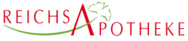 Das Logo der &bdquo;REICHS Apotheke&ldquo; mit einem stilisierten roten &bdquo;A&ldquo; und einem gr&uuml;nen Blattelement deutet auf eine Apotheke hin.