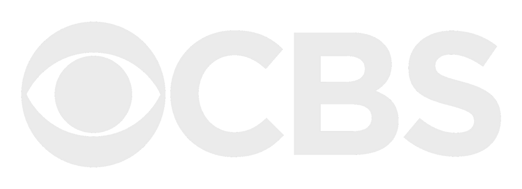 The cbs logo is white and has a circle around it.