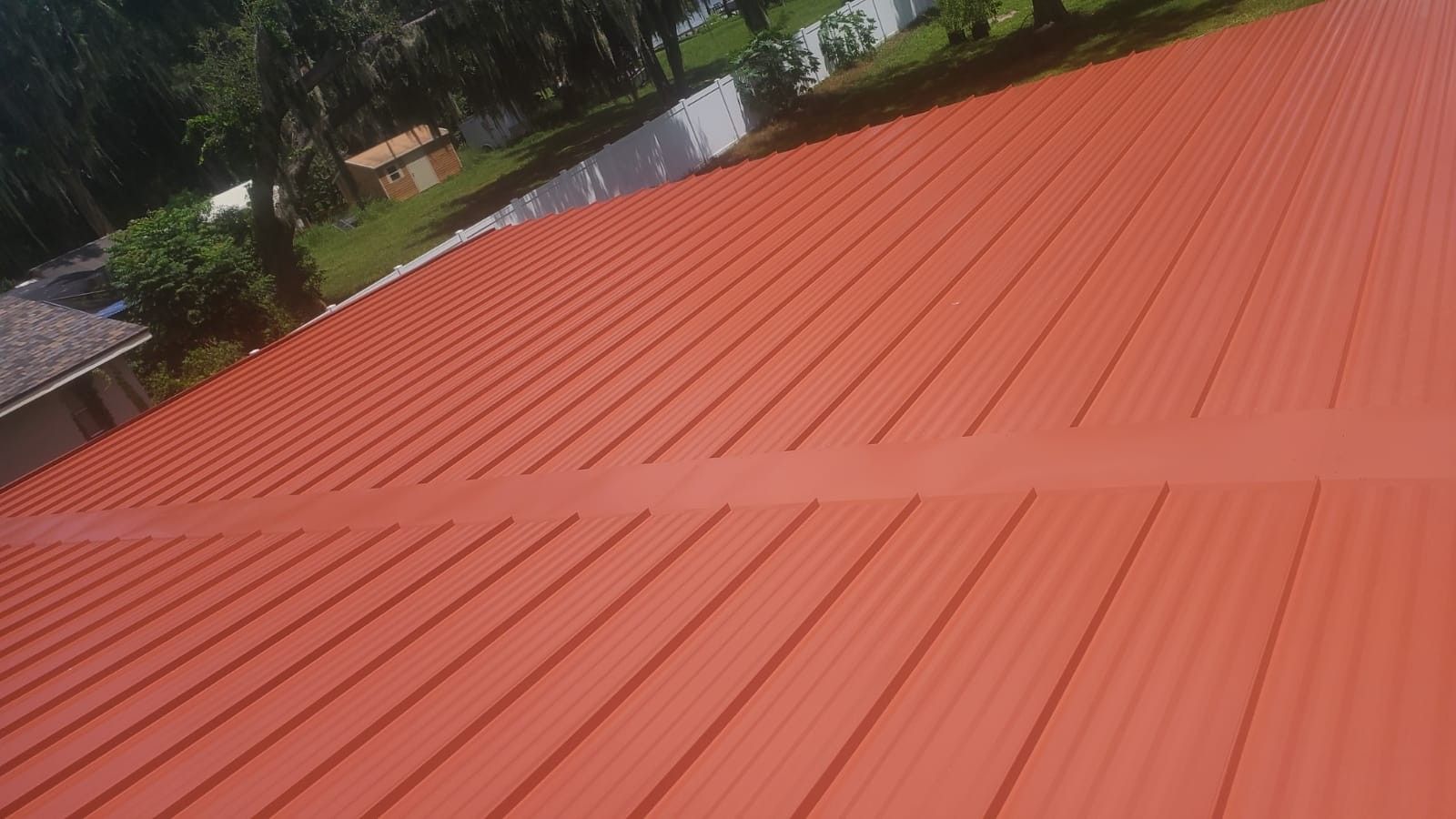 Red corrugated metal roof.