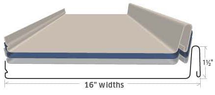 Metal roofing panel with 16