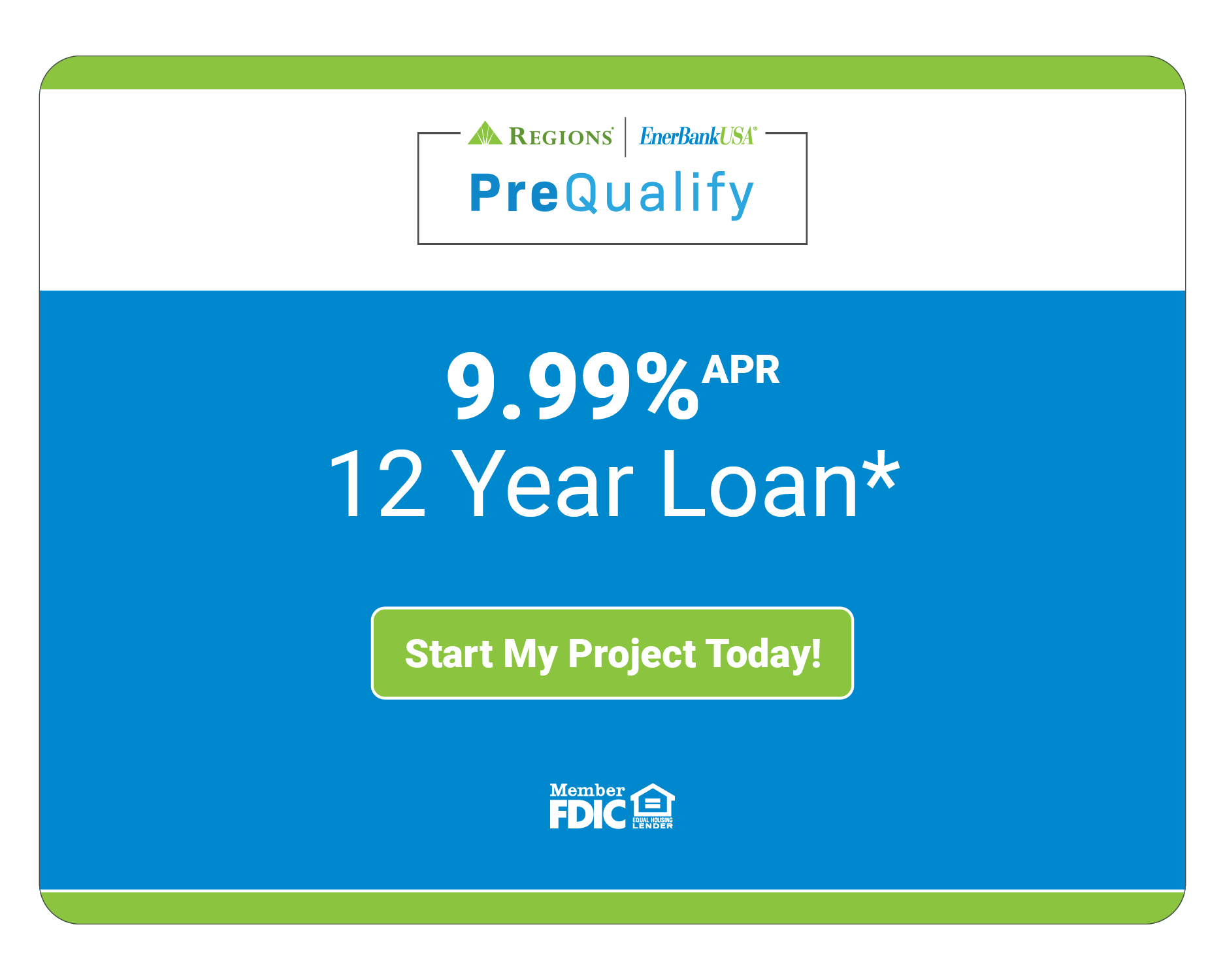 Ad for a 12-year loan at 9.99% APR; features a button 
