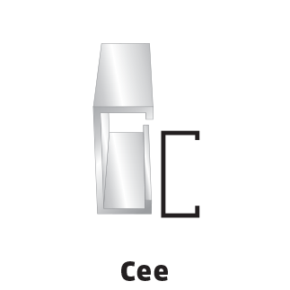 Cross-sectional diagram of a Cee structural steel member next to an example assembled shape.