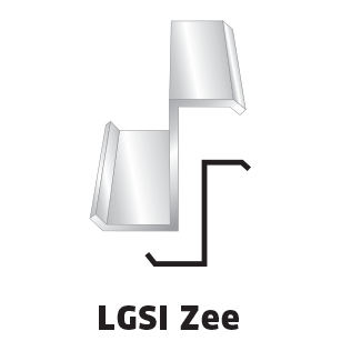 Diagram of an LGSI Zee, a galvanized steel structural component, showing cross-section profile.