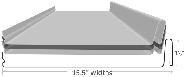 Metal roofing panel with 16