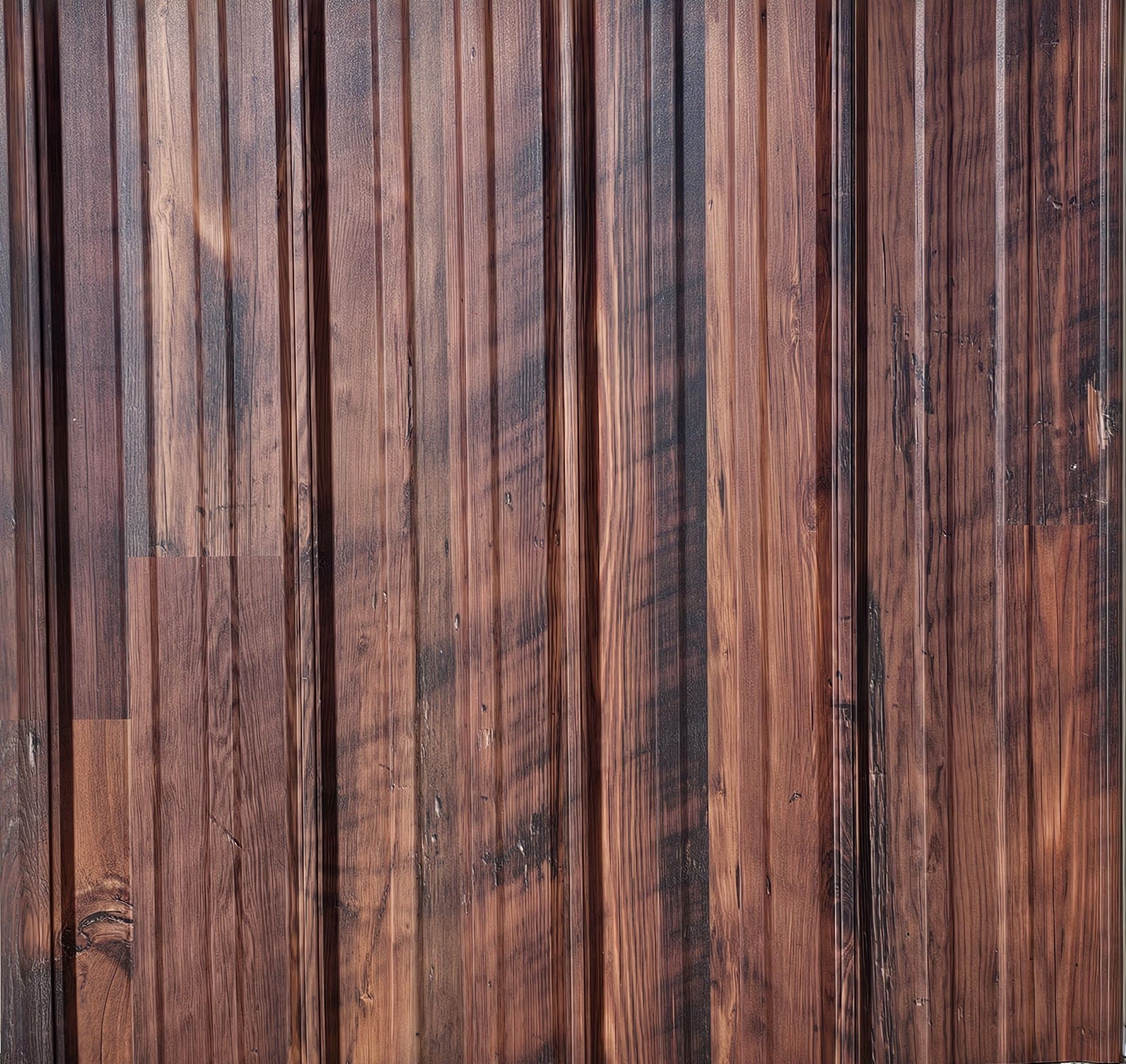 Dark brown wooden planks, vertical grain, with varying shades and textures.