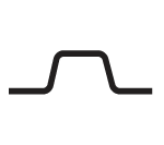 Black, stylized, waveform-like shape with a flat top and sloped sides.