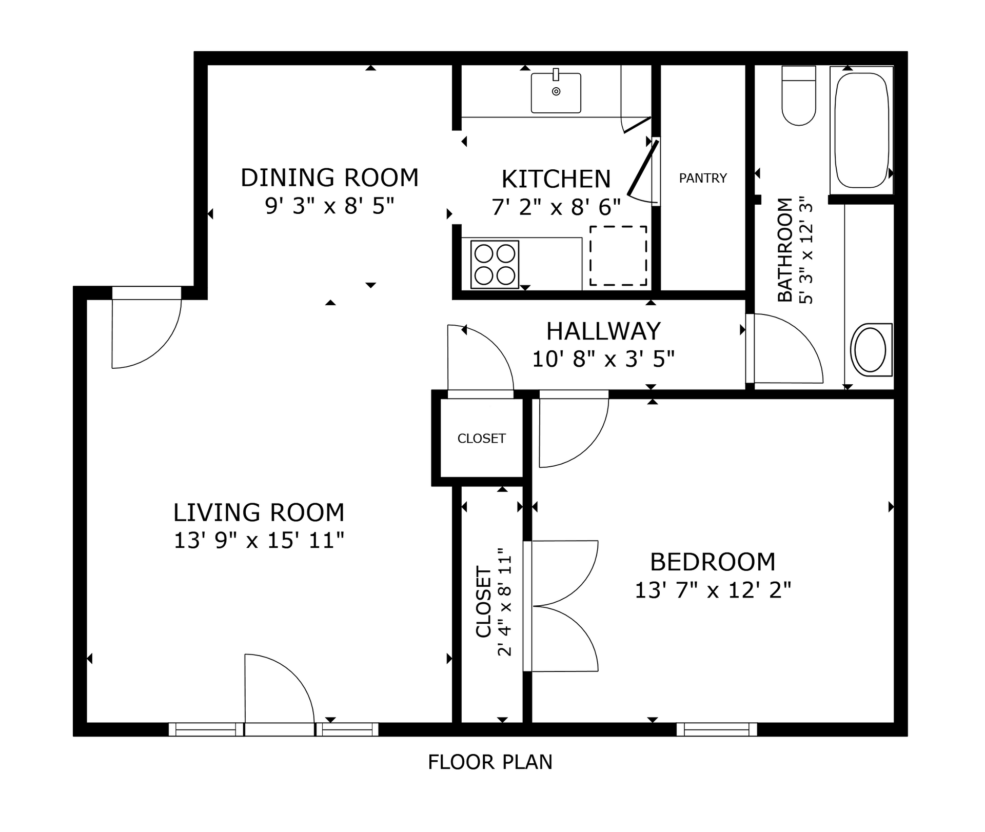 Side-by-side black-and-white floor plans labeled Floor 1 and Floor 2, showing rooms and stairs.