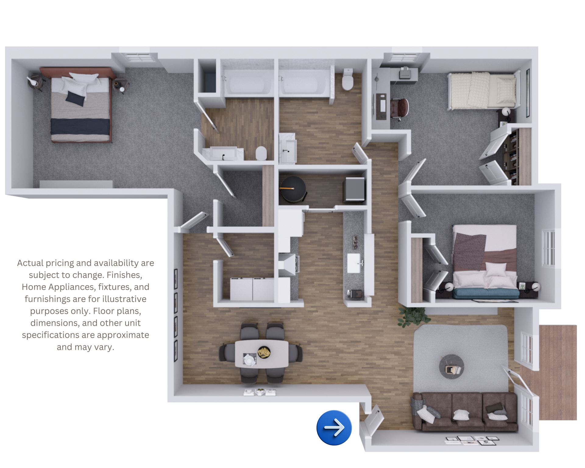 Black-and-white house floor plan with labeled rooms, doors, hallways, and bathrooms.
