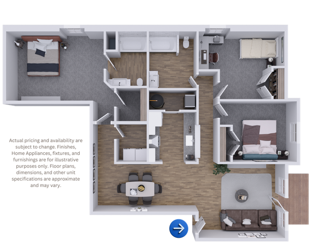 Black-and-white house floor plan with labeled rooms, doors, hallways, and bathrooms.