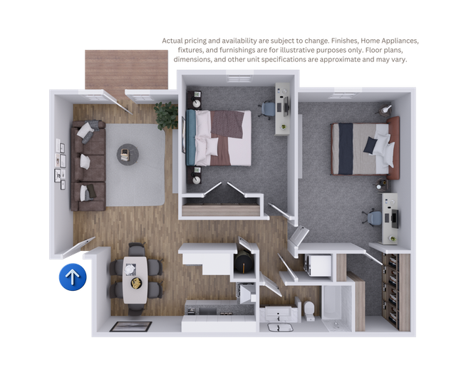 Black-and-white house floor plan with labeled rooms, doors, hallways, and bathrooms.