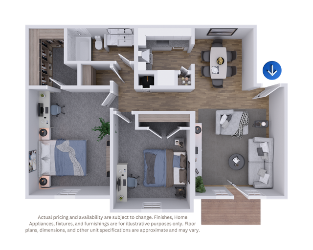 Black-and-white house floor plan with labeled rooms, doors, hallways, and bathrooms.