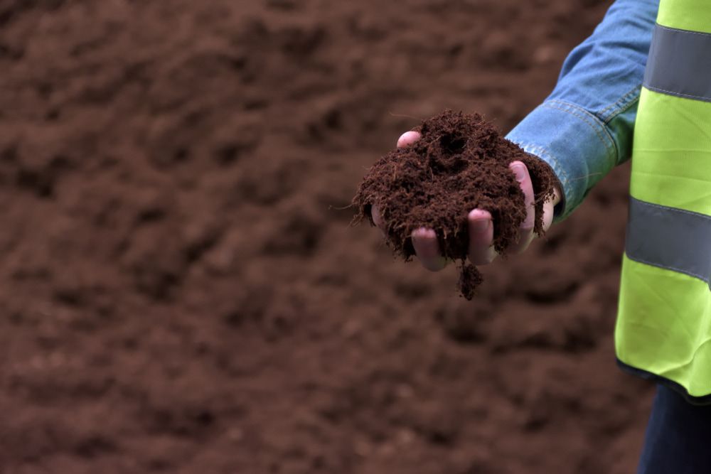 A Person Holding A Pile Of Dirt In Their Hands — Andrew Johnston Haulage In Byron Bay, NSW