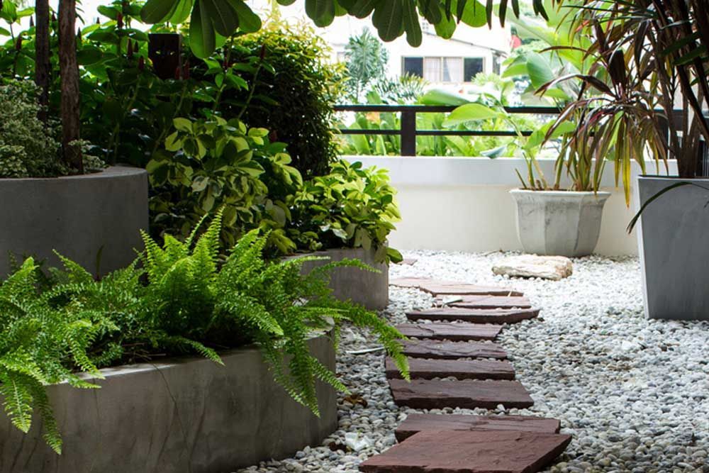 A Stone Walkway In A Garden Surrounded By Rocks And Plants — Andrew Johnston Haulage In Grafton, NSW