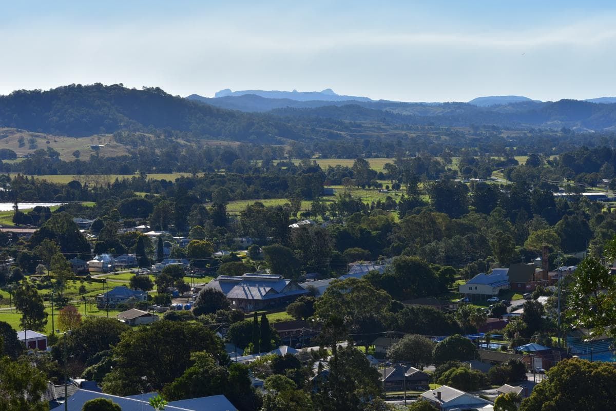 An Aerial View of a Residential Area With Mountains in the Background — Andrew Johnston Haulage In Kyogle, NSW