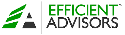 The logo for efficient advisors has a green triangle on it.
