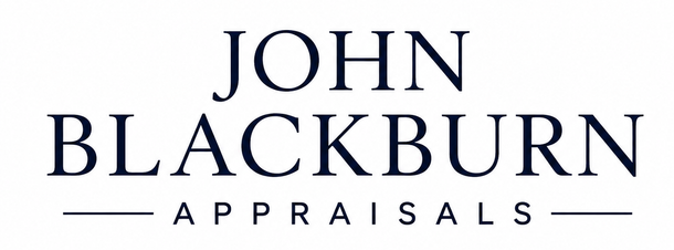 John Blackburn Appraisals logo in blue serif text on a white background