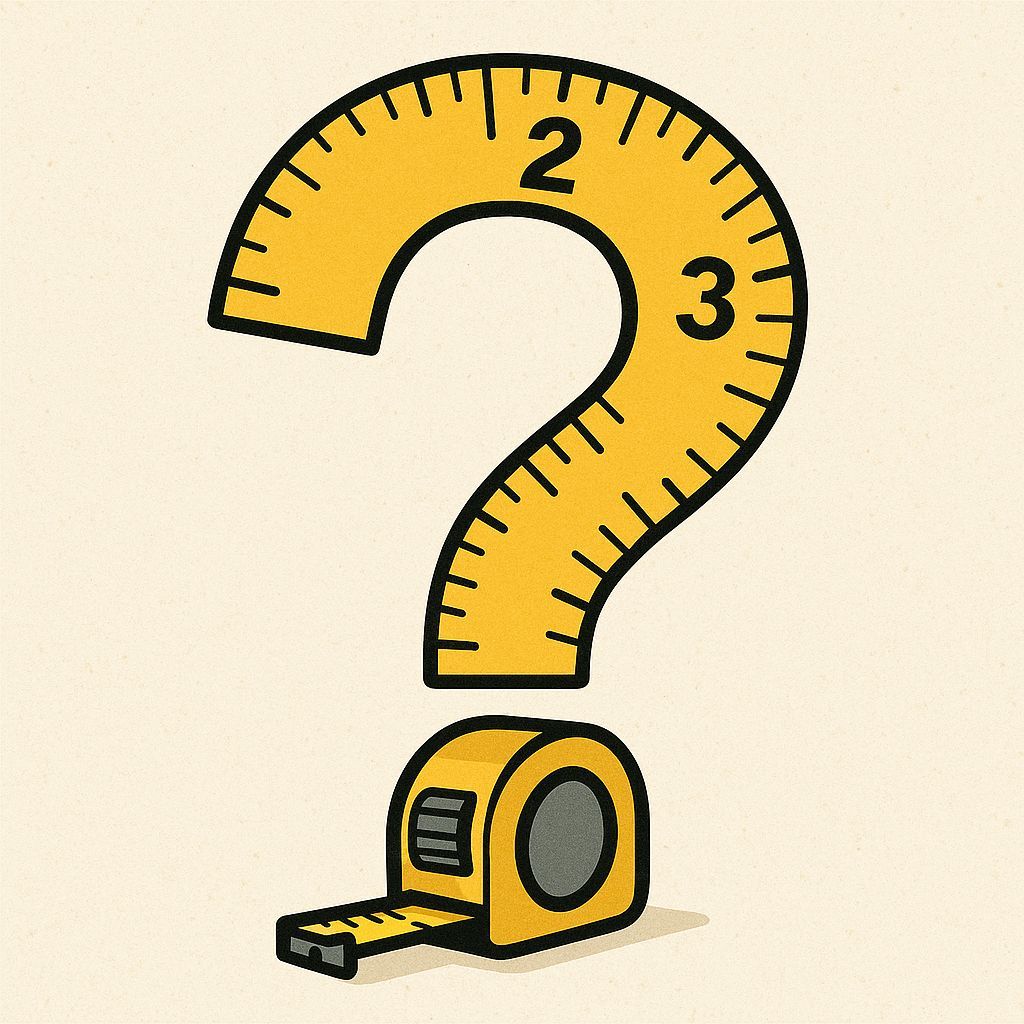 Yellow tape measure forming a question mark.