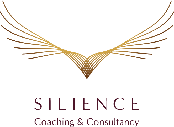 Sillience Coaching & Consultancy logo with gold wing-like lines above the name on a white background