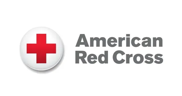 American Red Cross logo with red cross emblem and gray text
