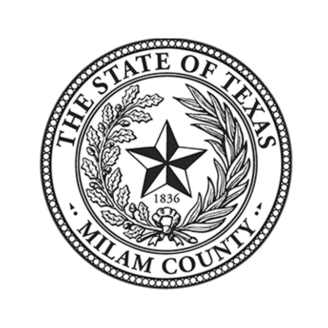 Seal of Milam County, Texas, with a central star and laurel wreath, black-and-white design
